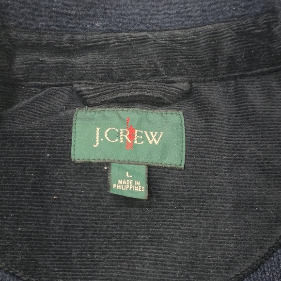J. Crew Oarsman Classic Wool Blend Navy Hybrid Sweater Fleece Zip-Up Jacket. L - Picture 2 of 10